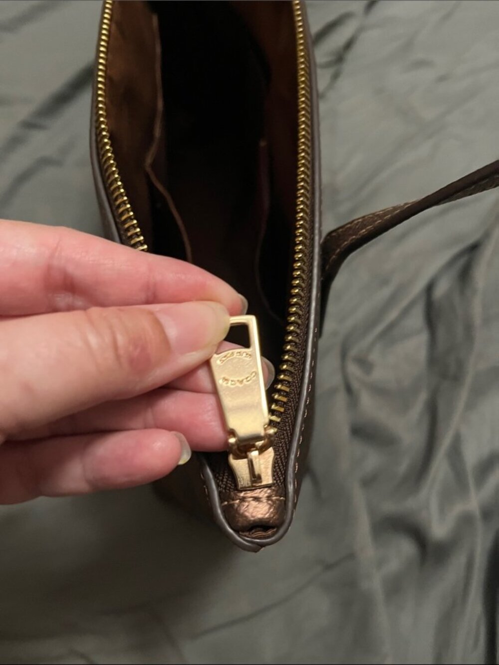 Coach Metallic Bronze Signature Canvas Mini Tote Bag (Style CW390) - Picture 12 of 14
